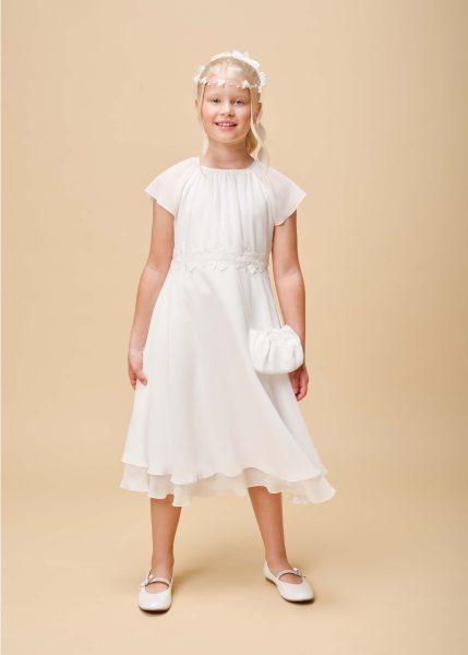 Chiffonkleid in 3/4 Länge mit kurzen Ärmeln