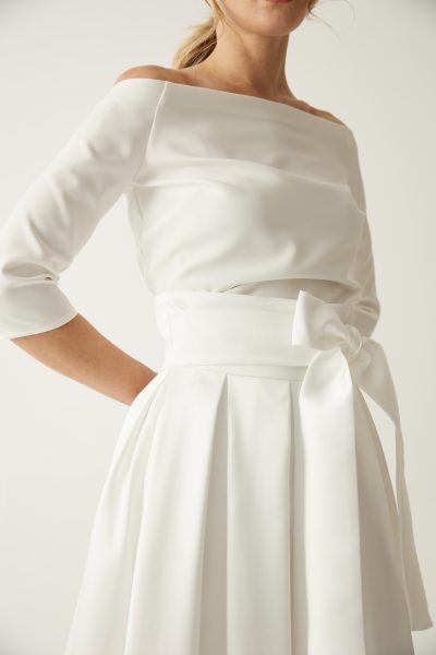 Top aus Crepe mit 3/4 Arm