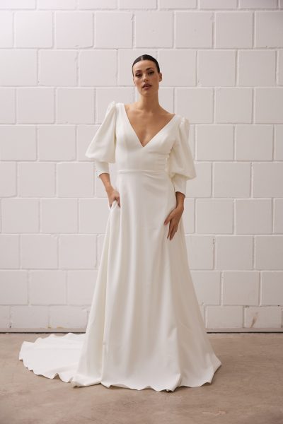 A-Linie aus Crepe mit 7/8 Arm