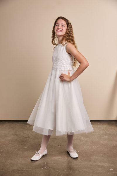 Glitzertüllkleid, 7/8 Länge, slim fit