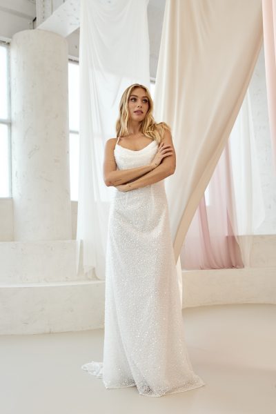 Paillettenkleid mit Spaghettiträgern